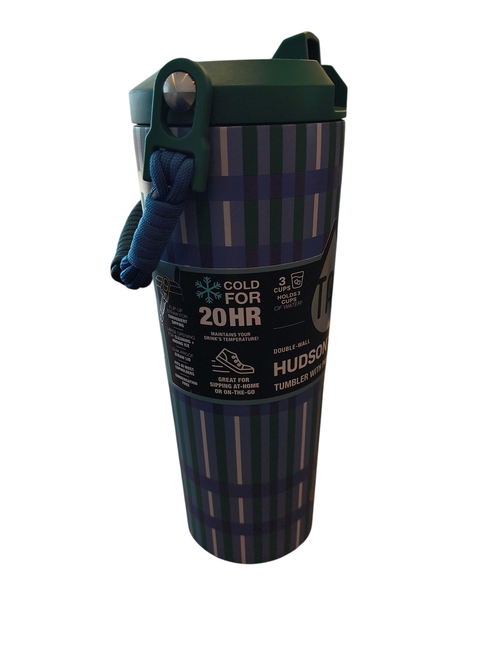 TAL Hudson 20oz Double-Wall Tumbler in Green Plaid